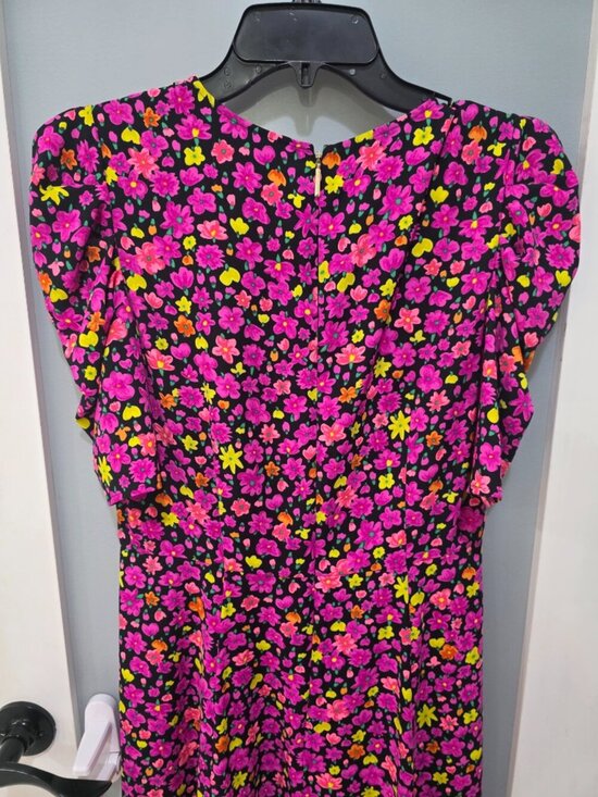 Kate Spade Bright Floral Puff Sleeve Dress Size 6 Multicolor A-Line - Picture 10 of 11